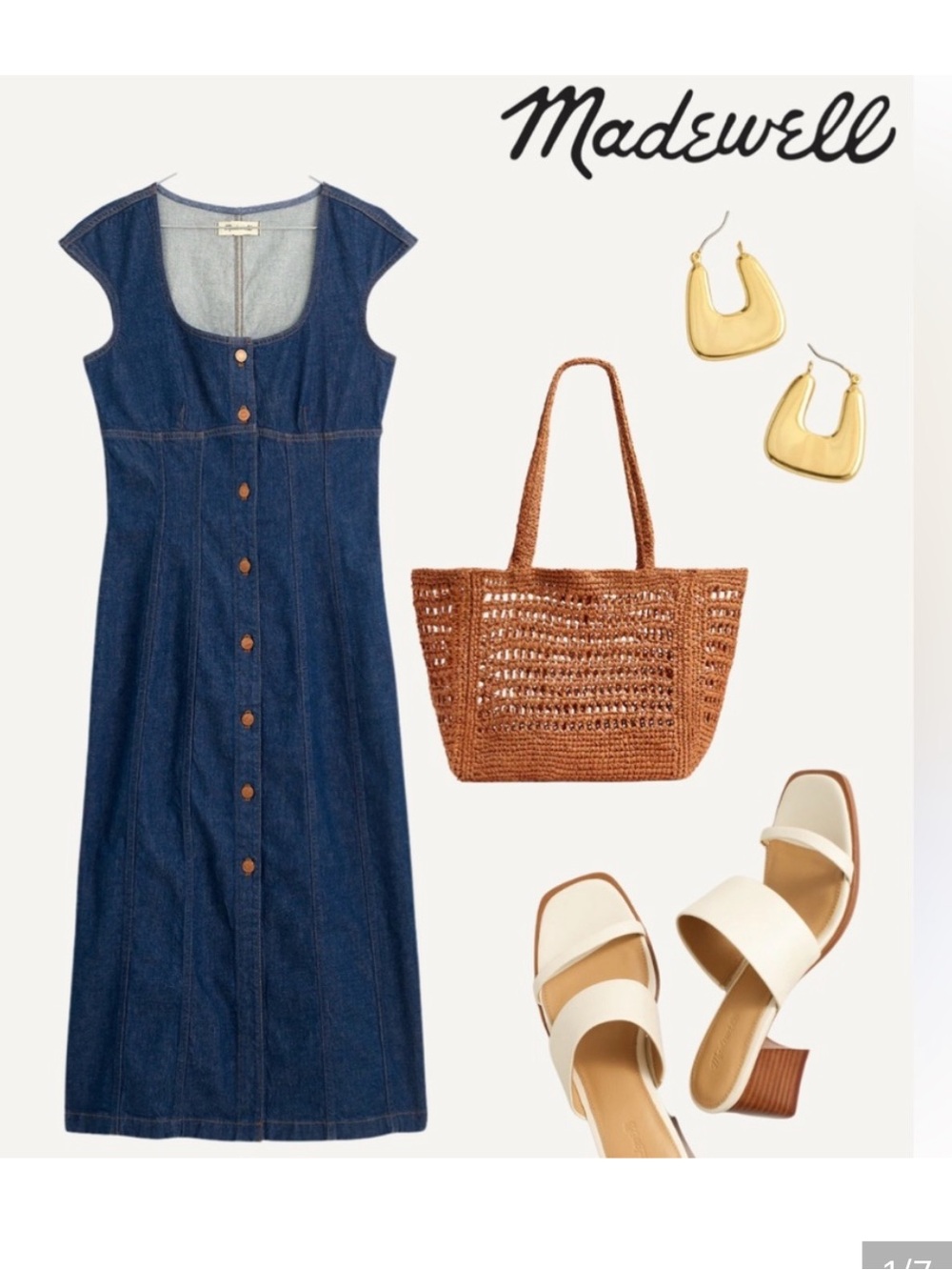 Madewell new NWT denim square neck midi dress in size 2